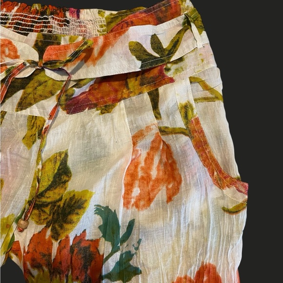 Cotton Gauze Palazzo Pants | Floral Print Wide-Leg Boho Pants Resortwear NWT M - Picture 6 of 13